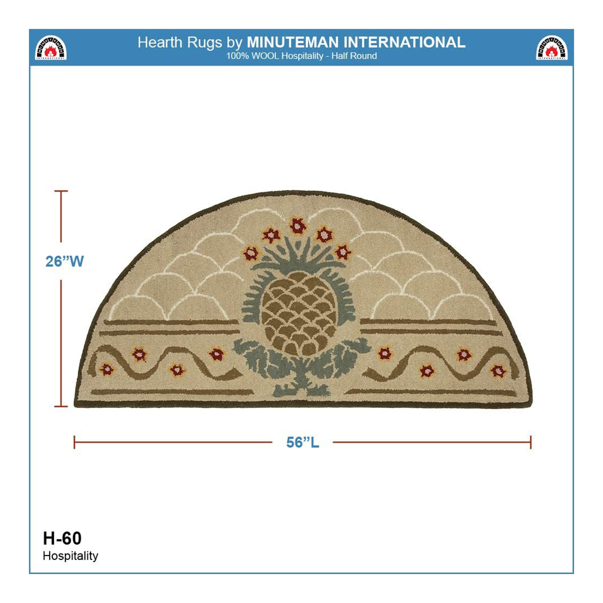 Minuteman International Half Round Hospitality Wool Fireplace Hearth Rug (Used) - VMInnovations