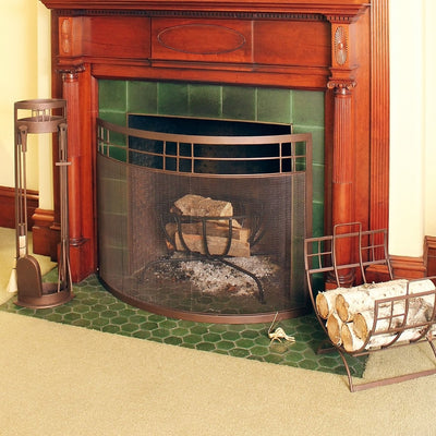 Minuteman International Arts and Crafts Design Curved Fireplace Screen, Bronze