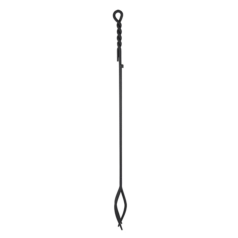 Minuteman International Iron Rope Handle Long Fireplace Tongs Single Tool, Black