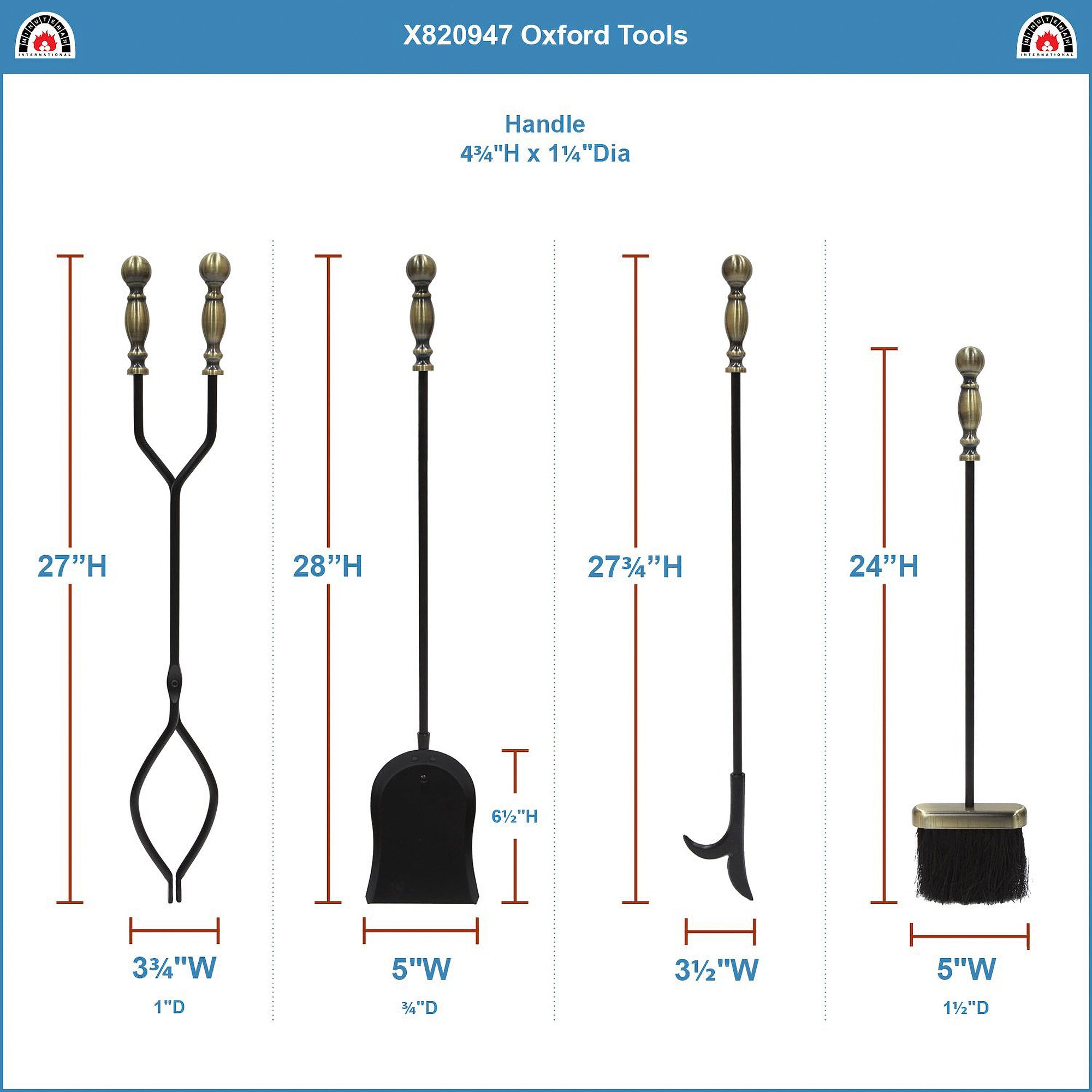 Minuteman International Oxford 5 Piece Fireplace Toolset (For Parts) - VMInnovations