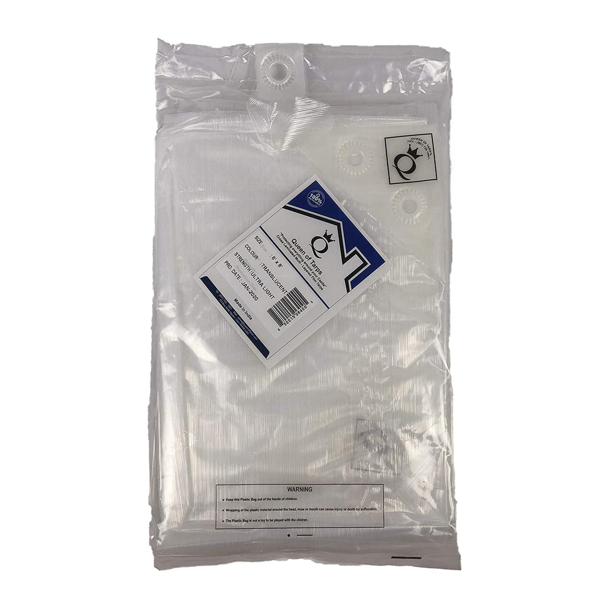Queen of Tarps 10x12' Lightweight All Purpose Plastic Tarp, Translucent (Used)