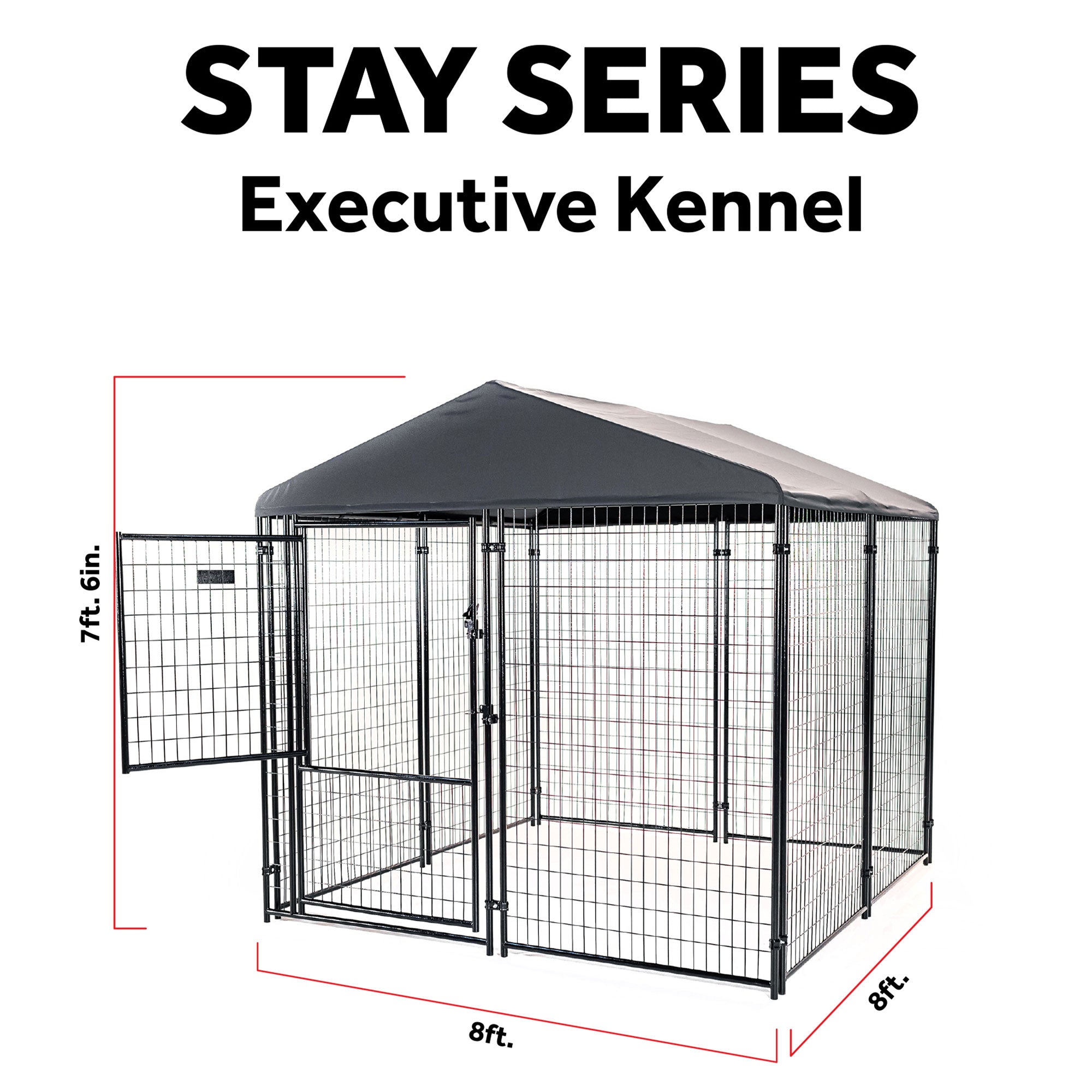 Lucky Dog STAY Series 8 x 8 x 6 Foot Roofed Steel Frame Executive Dog Kennel - VMInnovations
