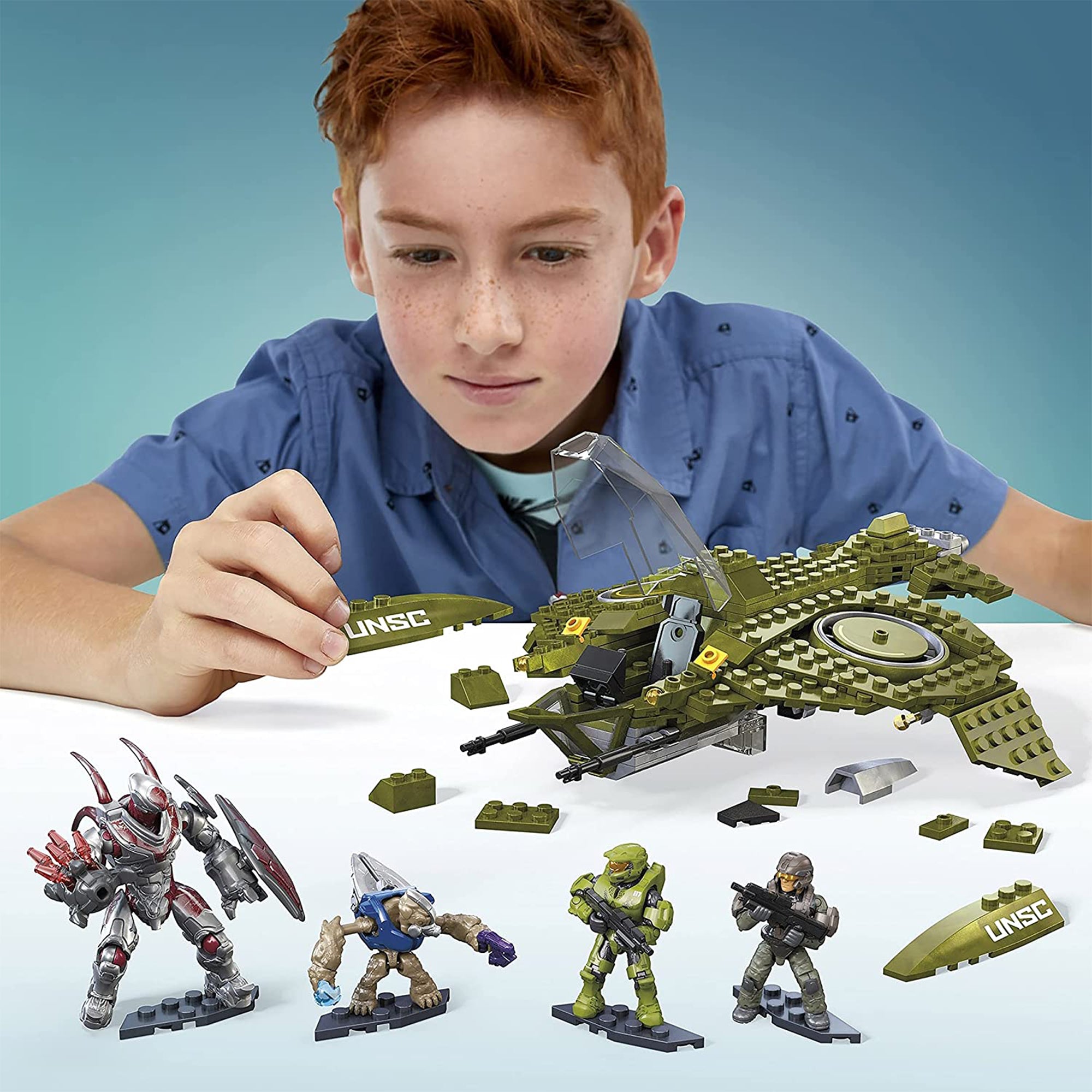 Mega Construx Halo Infinite UNSC Wasp Onslaught 2 in 1 Building Set, 406 Pieces