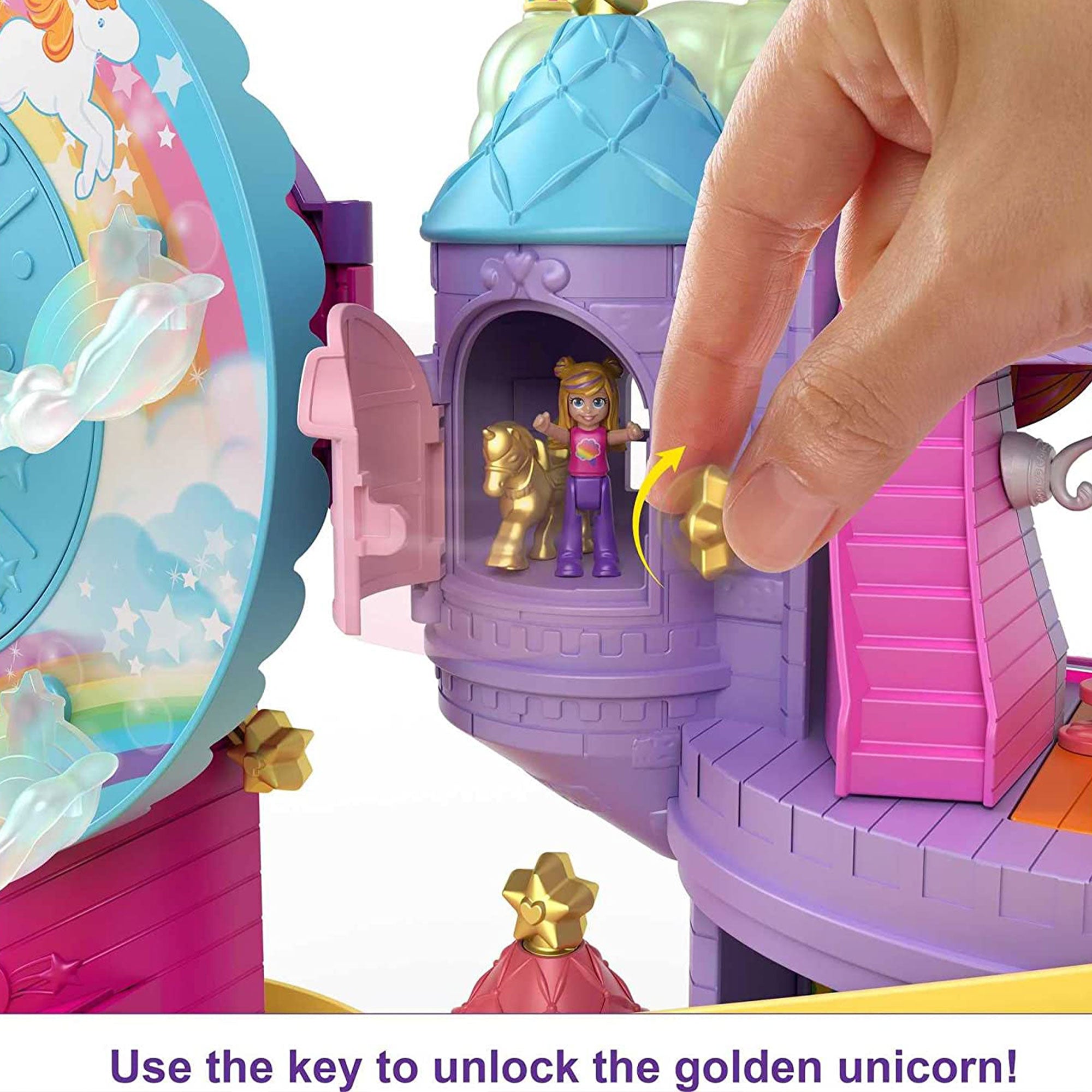 Mattel Polly Pocket Rainbow Funland Theme Park Playset w/ 3 Rides, Polly & Shani - VMInnovations