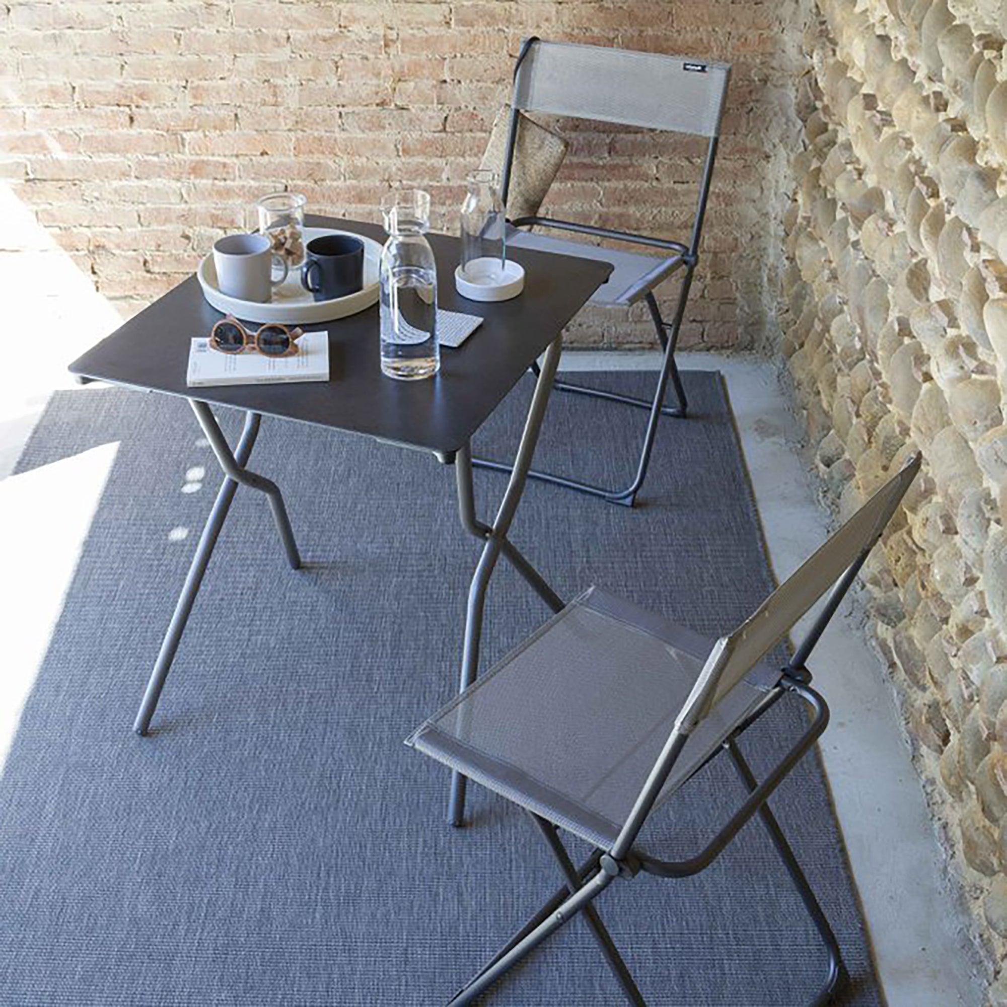 Lafuma Batyline Iso Fabric Folding Steel Frame Balcony Chair, Terre (2 Pack)