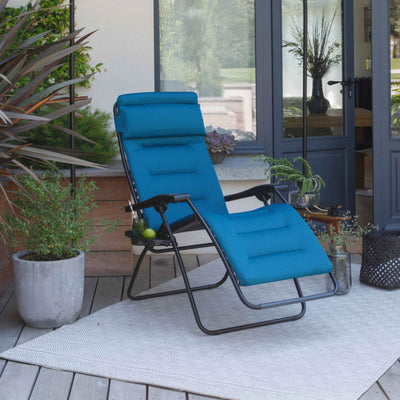 Lafuma Futura Air Comfort Padded Folding Patio Lawn Recliner Chair, Blue (Used)