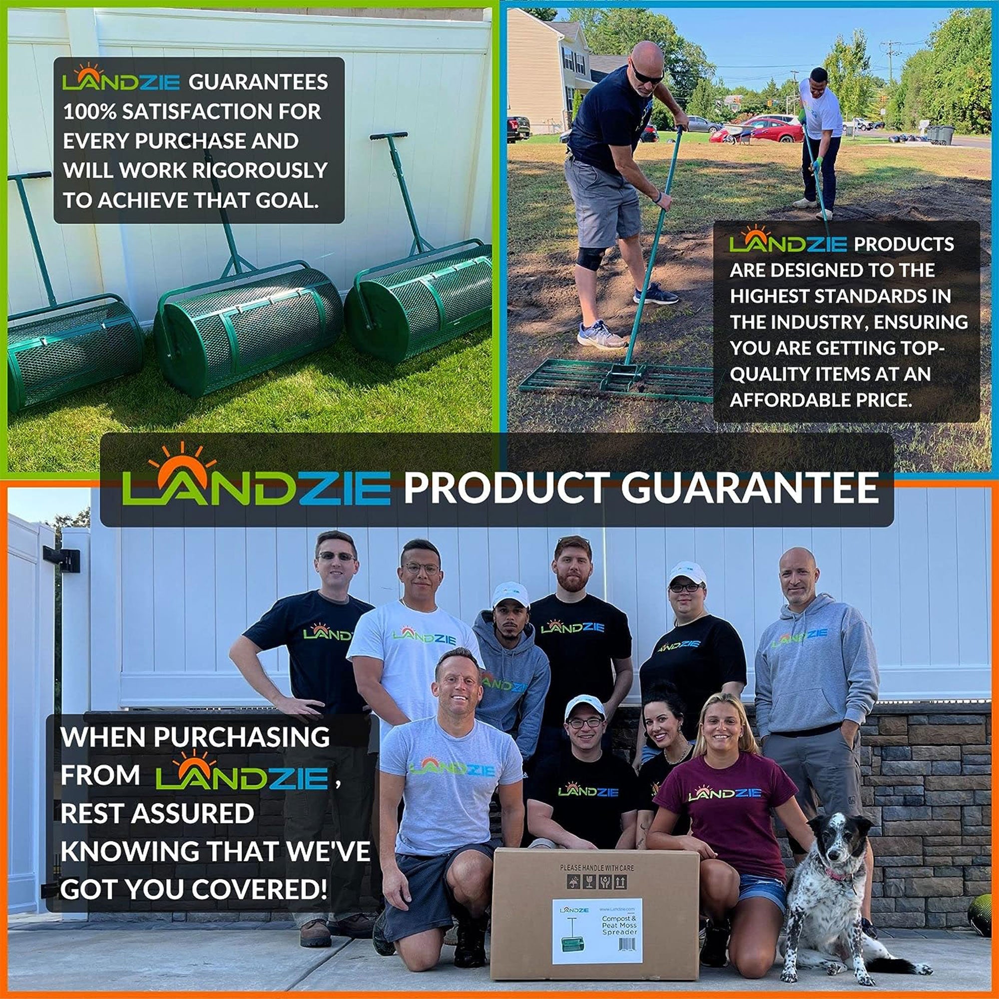 Landzie 44 Inch Metal Basket Lawn and Garden Rolling Yard Spreader (For Parts) - VMInnovations