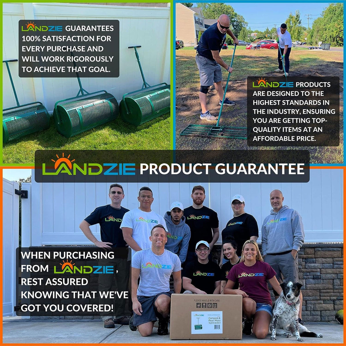 Landzie 44 Inch Metal Basket Lawn and Garden Topdressing Yard Spreader(Open Box) - VMInnovations