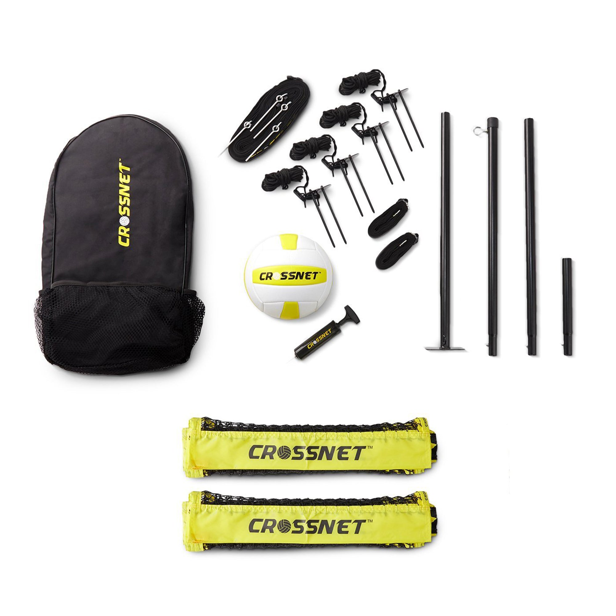 CROSSNET Four Square Team Single and Doubles Volleyball Sport Net Game Play Set