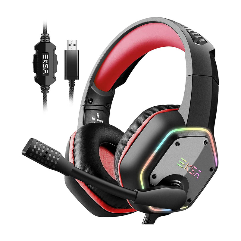 EKSA RGB Plug In USB Gaming Headset for PC, PS4, and PS5 w/ Microphone(Open Box)