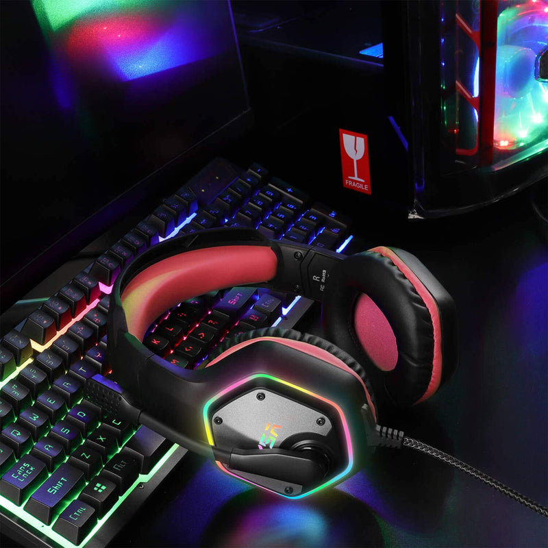 EKSA RGB Plug In USB Gaming Headset for PC, PS4, and PS5 w/ Microphone(Open Box)