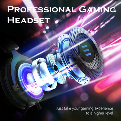 EKSA Gaming Headset for PC, Xbox, PS4, and PS5 with Detachable Microphone, Blue