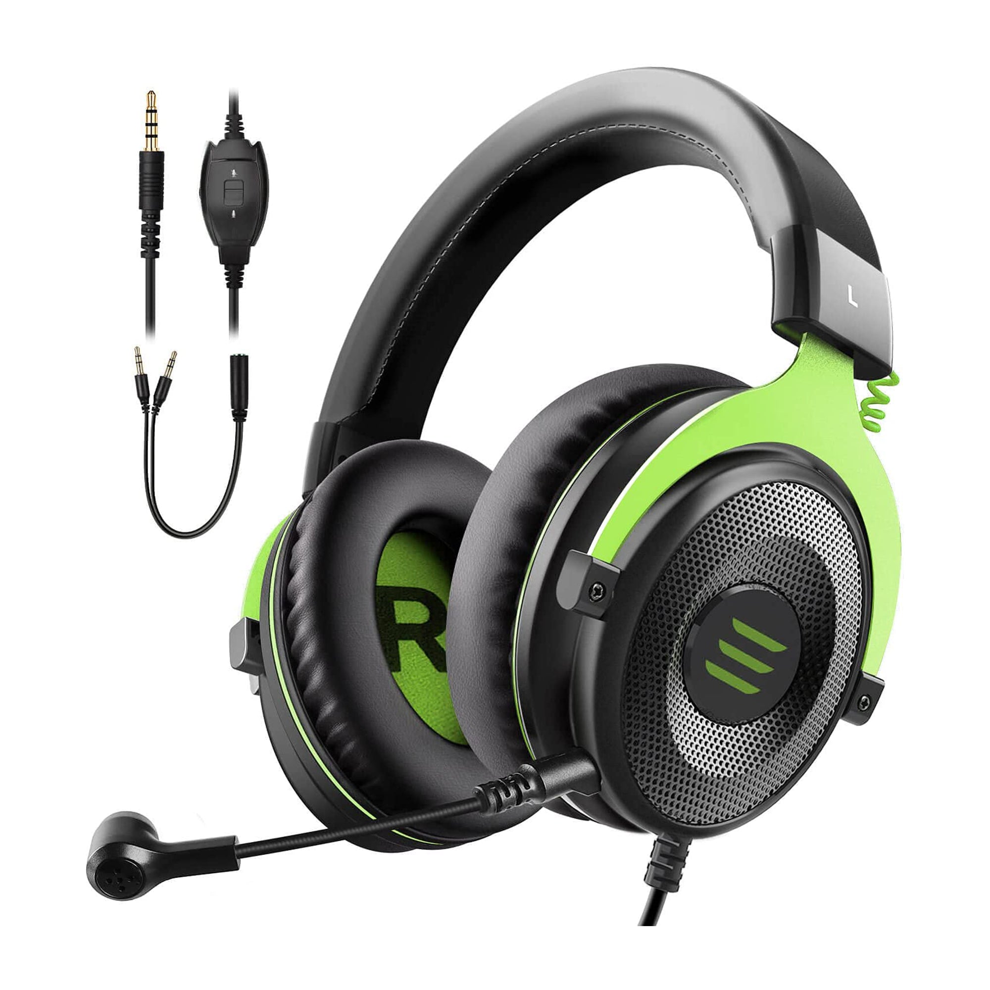 EKSA Gaming Headset with Microphone, Green, and S100 Headphone with Mic, Black - VMInnovations