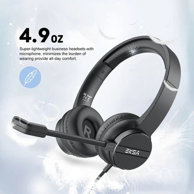 EKSA Wired Telecom Computer Headphones and T8 Gaming Headset with RGB Lights
