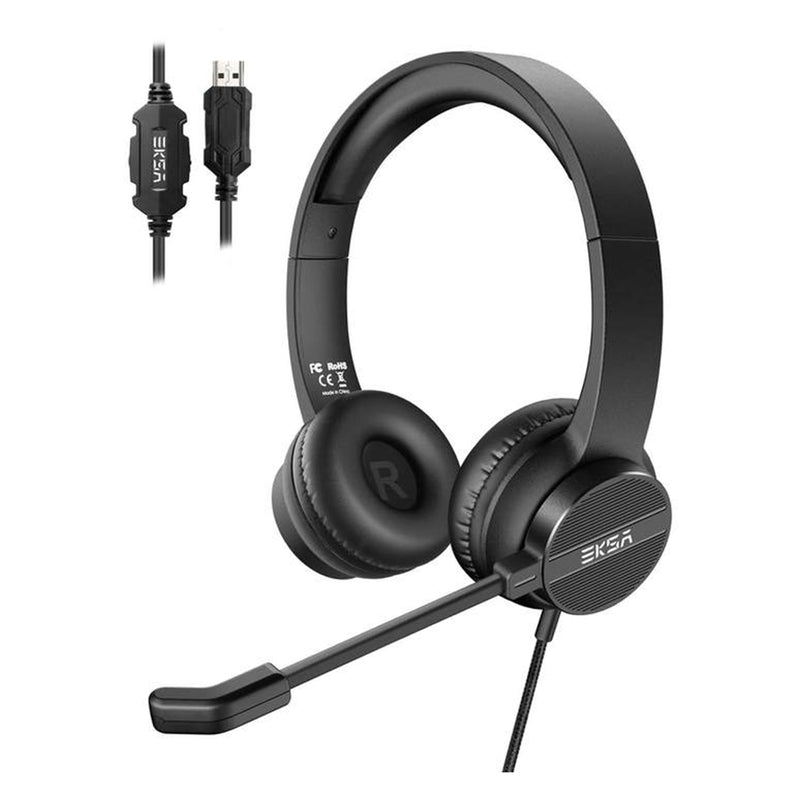 EKSA H12E 3.5mm Wired Noise Cancelling Headset with Volume and Mic Mute Controls