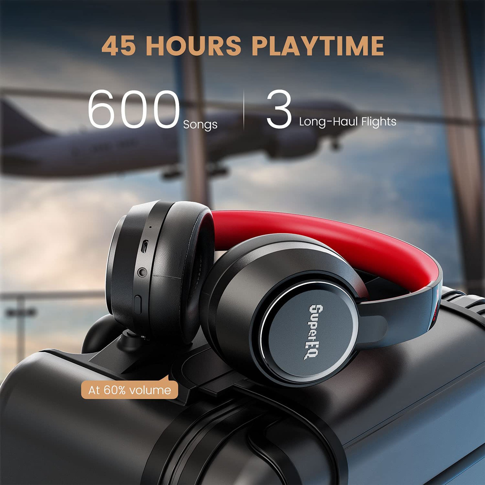 SuperEQ S1 Headphones with Bluetooth, Transparency, and ANC Mode, Black (Used) - VMInnovations