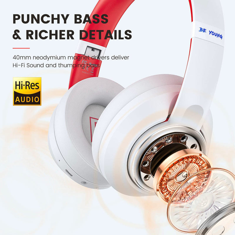 SuperEQ S1 Hybrid Headphones with Bluetooth, Transparency, and ANC Mode, White