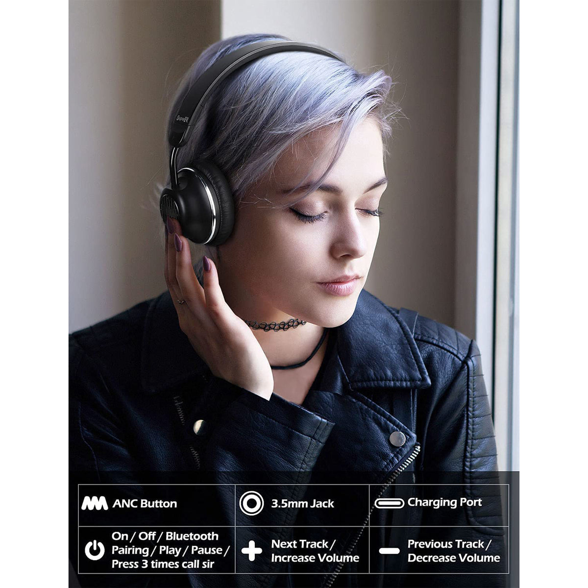 SuperEQ Bluetooth Wired or Wireless Active Noise Canceling Headphones (Used)