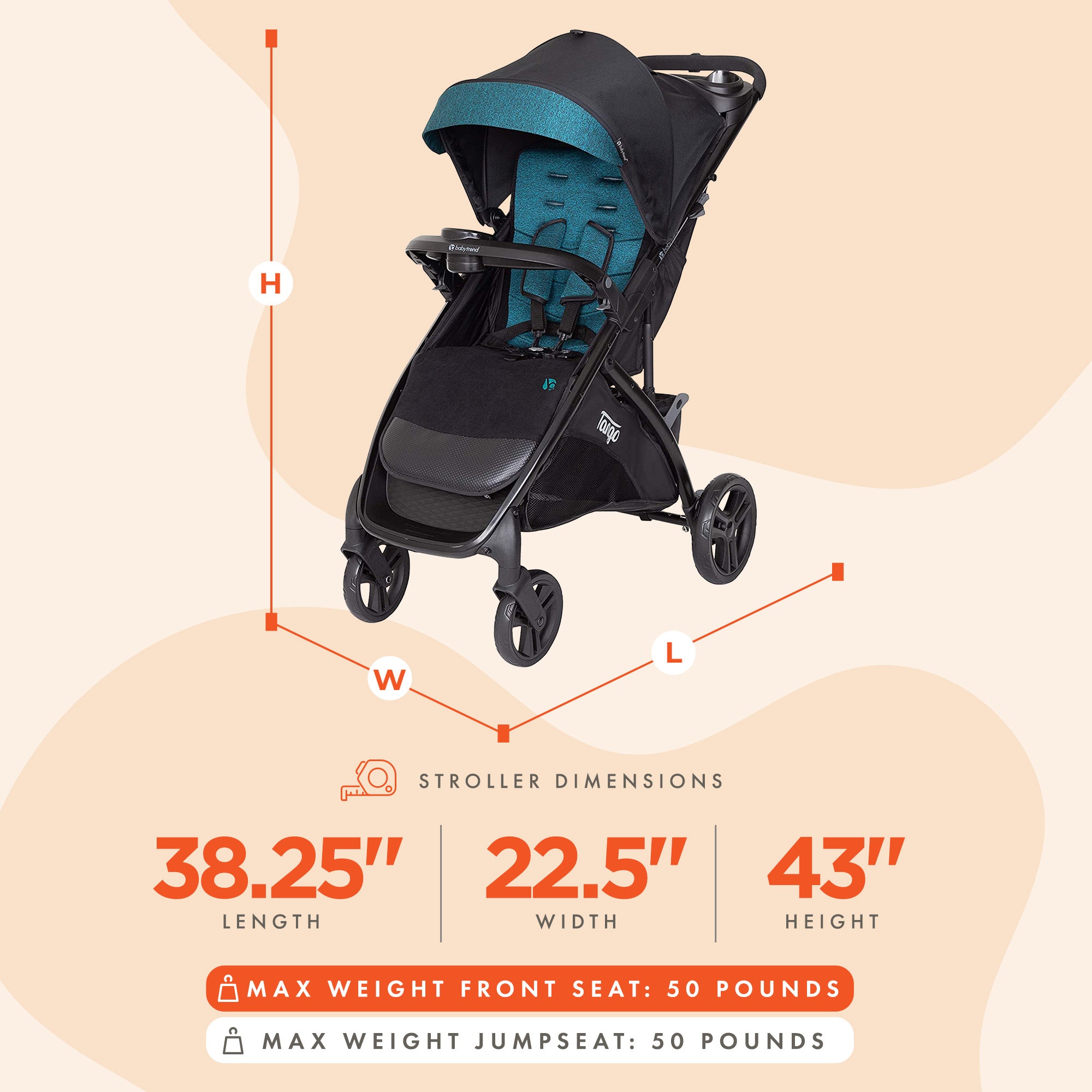 Baby Trend Tango Lightweight Infant Travel Stroller with Canopy, Veridian (Used) - VMInnovations