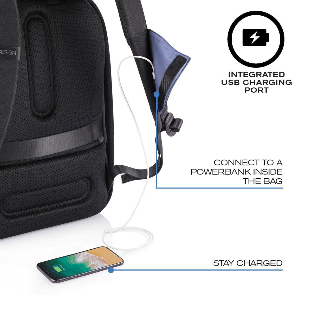 XD Design Flex 2 In 1 Anti Theft Dual Function Water Resisting Gym Bag, Black