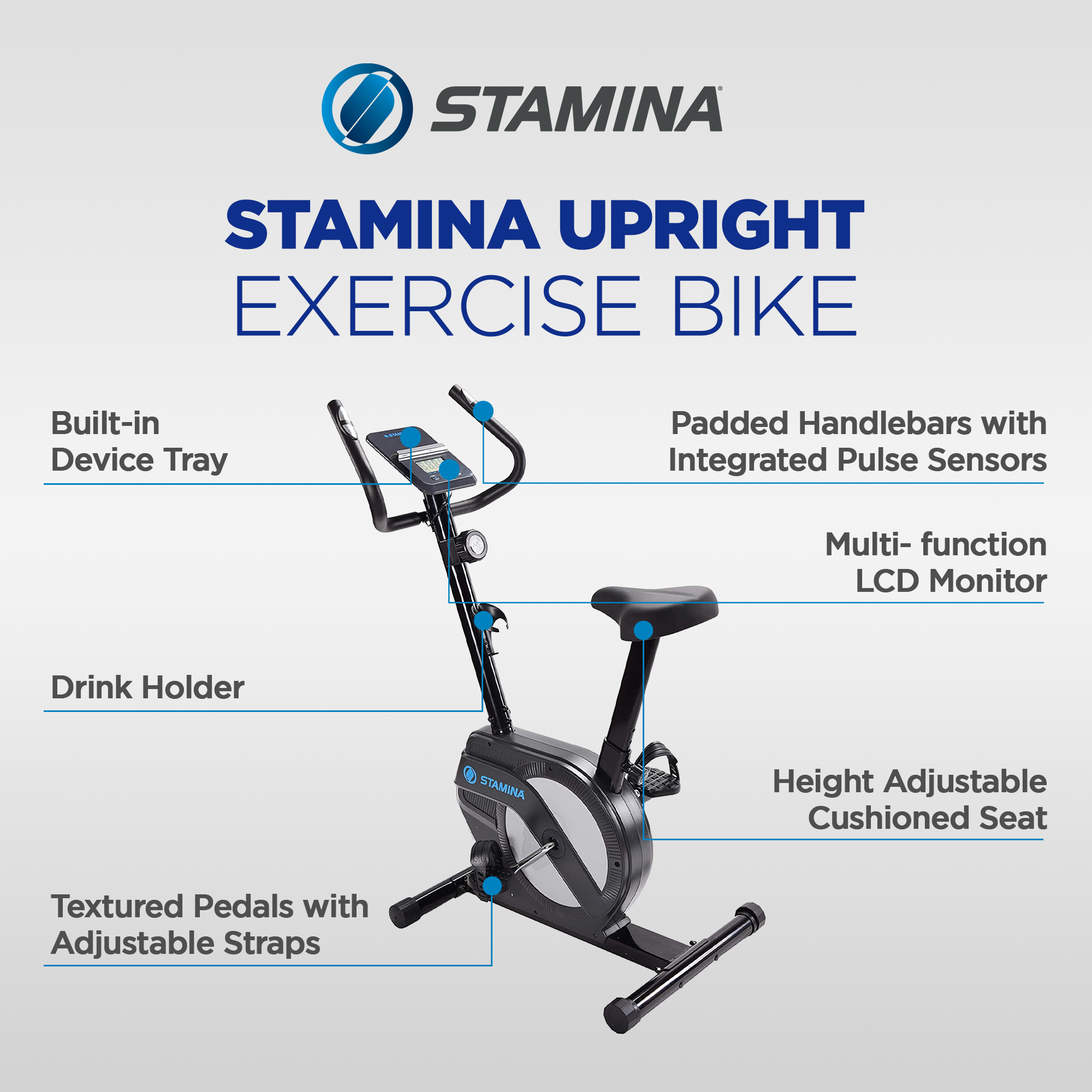 Stamina Products 15-1308 Upright Exercise Bike w/ 8 Level Magnetic Resistance - VMInnovations