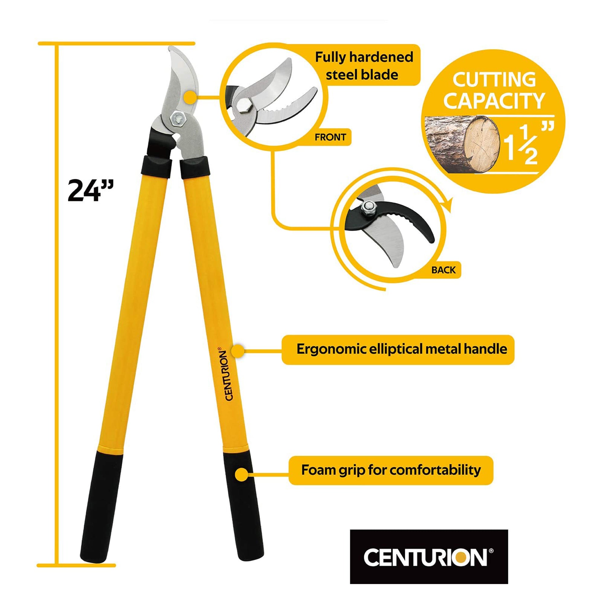 CENTURION 3 Piece Cutting Combo Set and 26.5 Inch Shorty Shovel w/ D Grip Handle