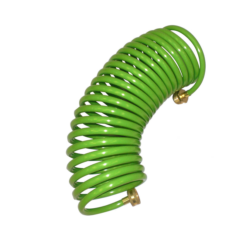Centurion 25 Foot Coil Polyurethane Hose with 6 Way Multi Pattern Nozzle, Green