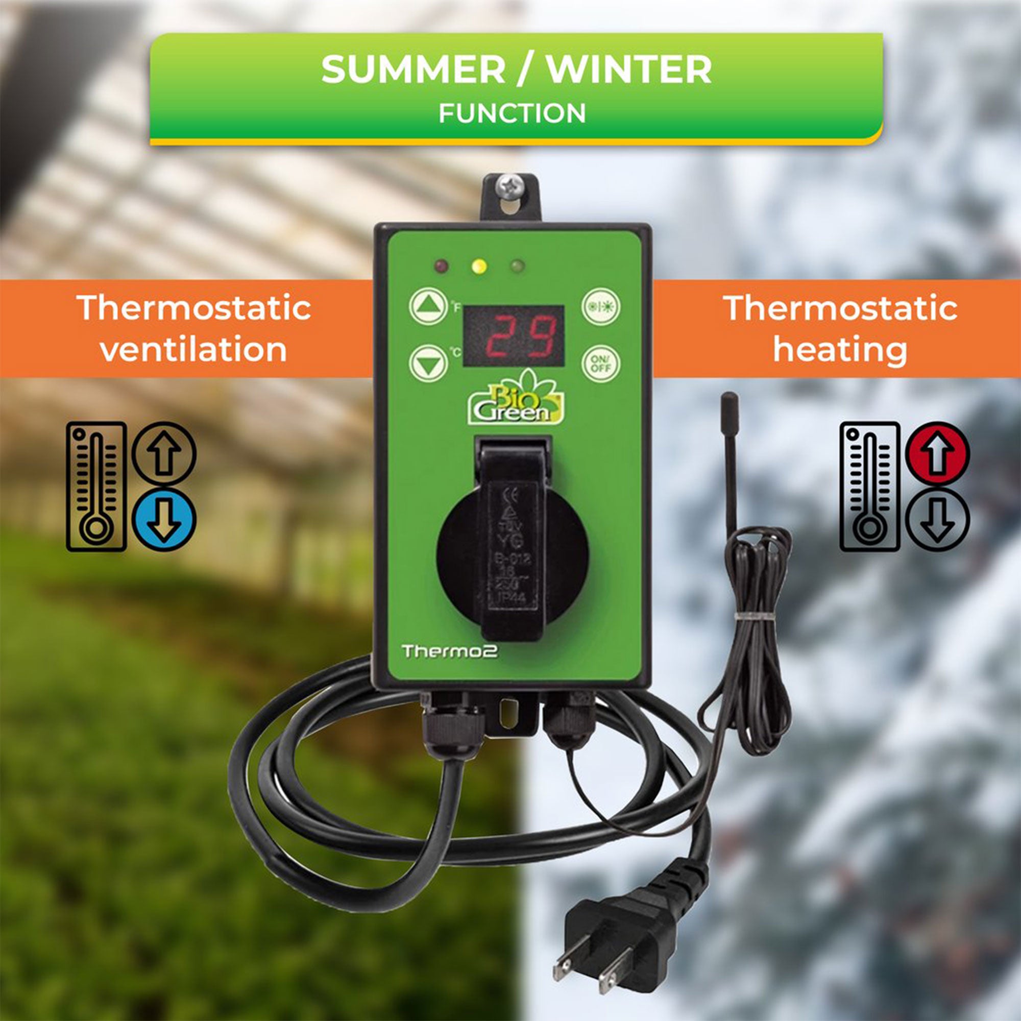 BioGreen Thermo 2 Greenhouse Digital Thermostat, Summer & Winter Usage (3 Pack)
