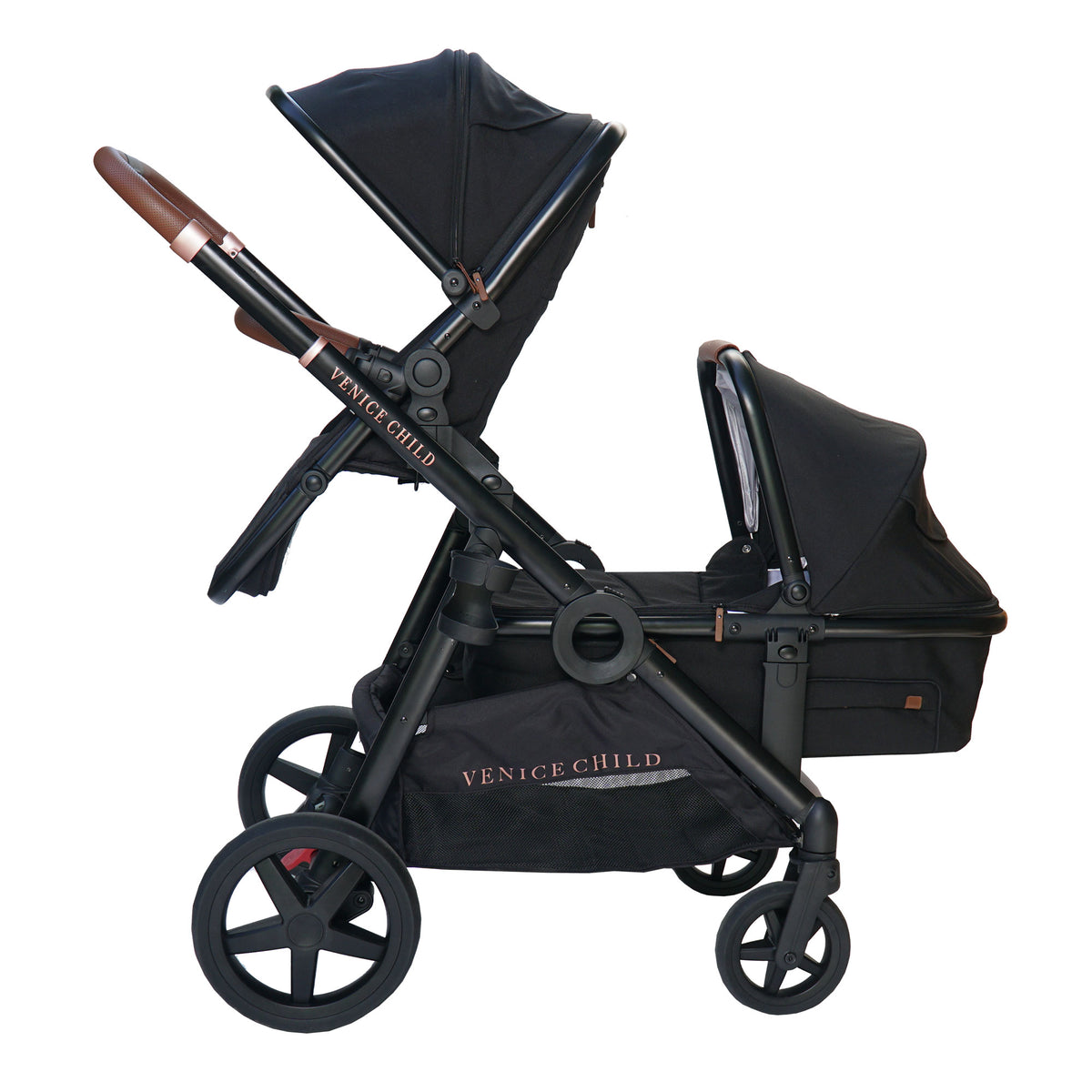 Venice Child Maverick Single Double Folding Stroller w/Seat & Bassinet, Eclipse - VMInnovations