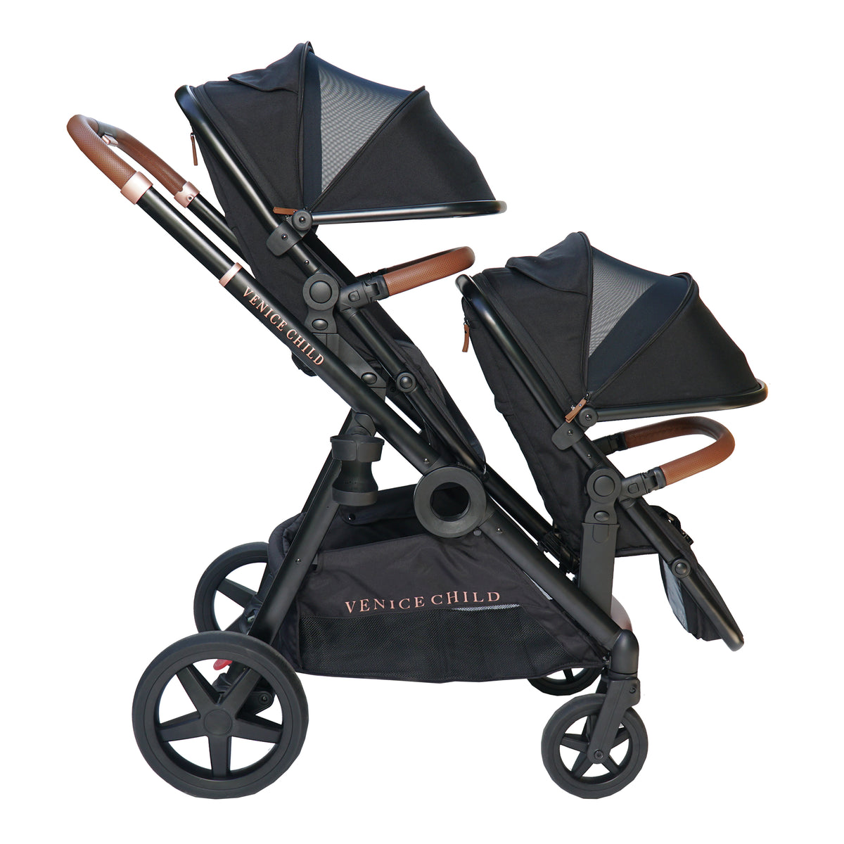 Venice Child Maverick Single Double Folding Stroller w/Seat & Bassinet, Eclipse - VMInnovations