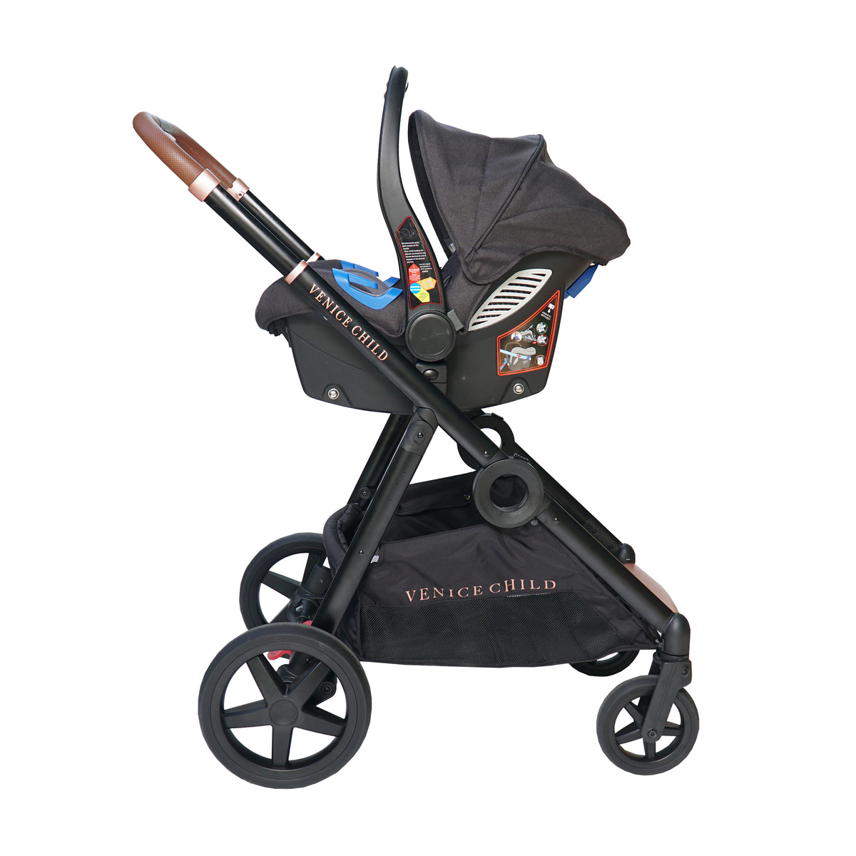 Venice Child Maverick Single Double Folding Stroller w/Seat & Bassinet, Eclipse - VMInnovations