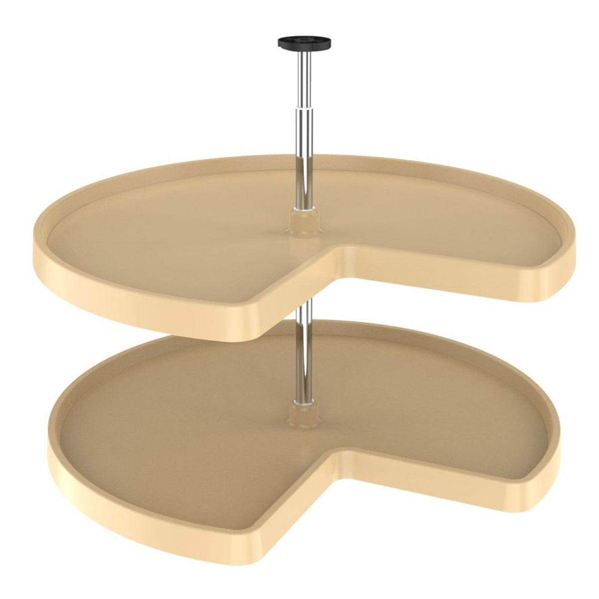 Rev-A-Shelf 3472-32-15-52 32" Polymer Kidney Shape 2-Shelf Lazy Susan, Almond