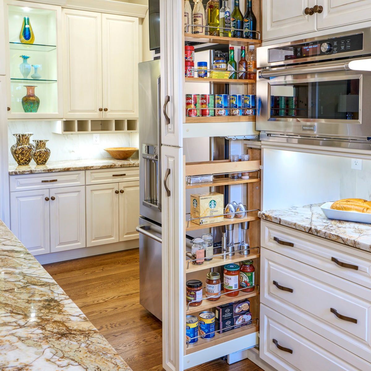 Rev-A-Shelf 8 Inch Wood Pull Out Tall Cabinet Pantry with Adjustable Shelves
