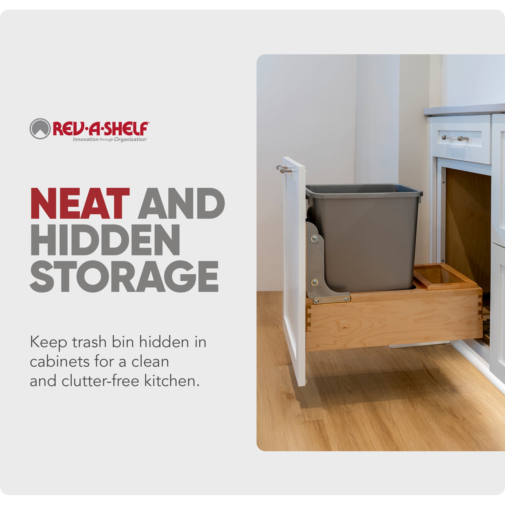 Rev-A-Shelf Pullout Trash Can 35 qt. w/Soft-close Soft-open, 4WCBM-15DM-1