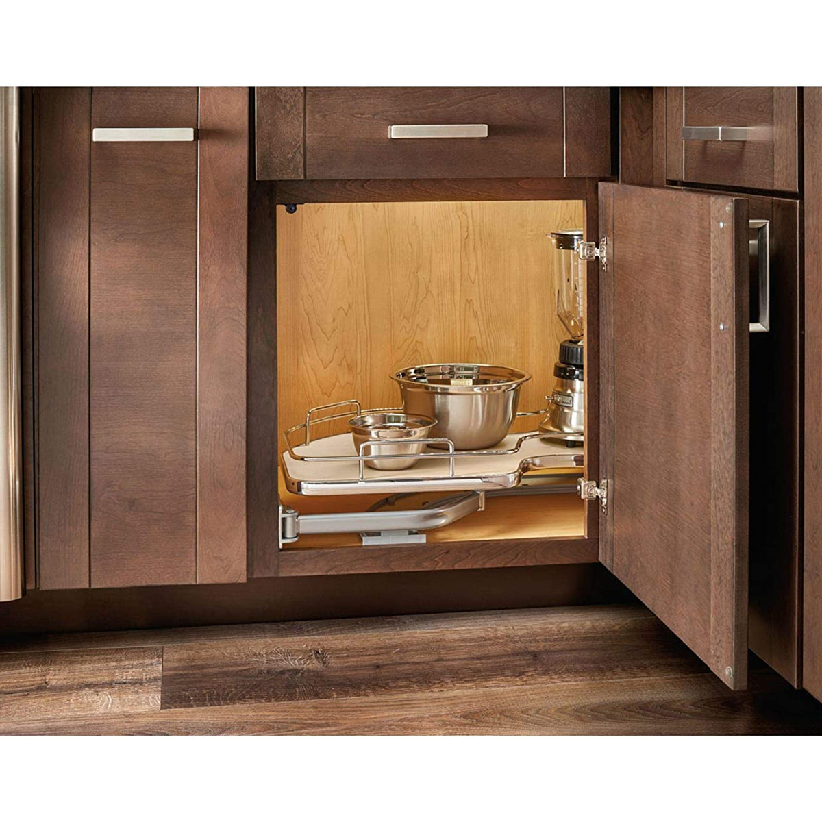 Rev-A-Shelf 33 In Contemporary Cloud Blind Right Cabinet Corner Organizer, Maple