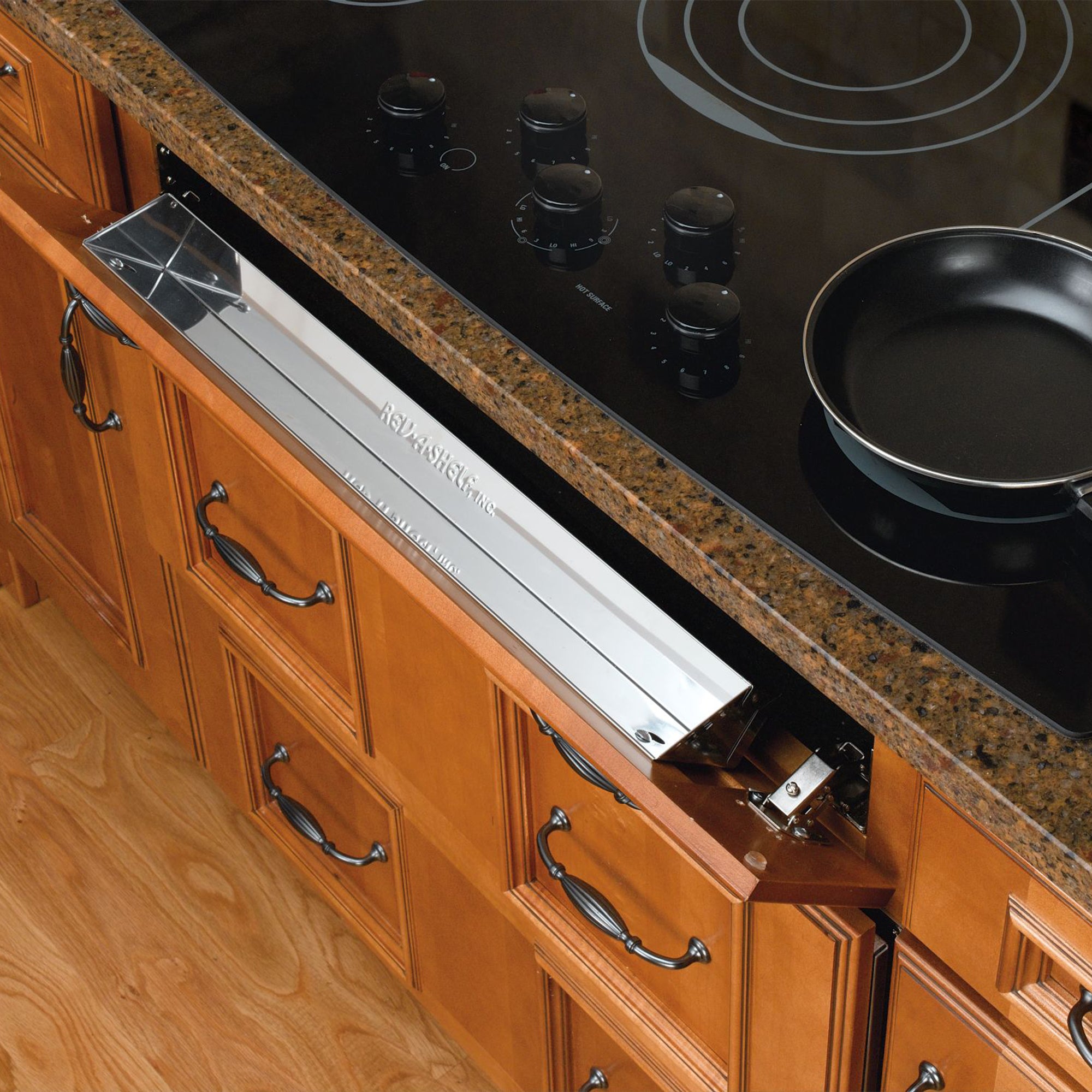Rev-A-Shelf 25'' Slim Tip Out Tray Organizer, Stainless Steel, 6581-25-52 - VMInnovations