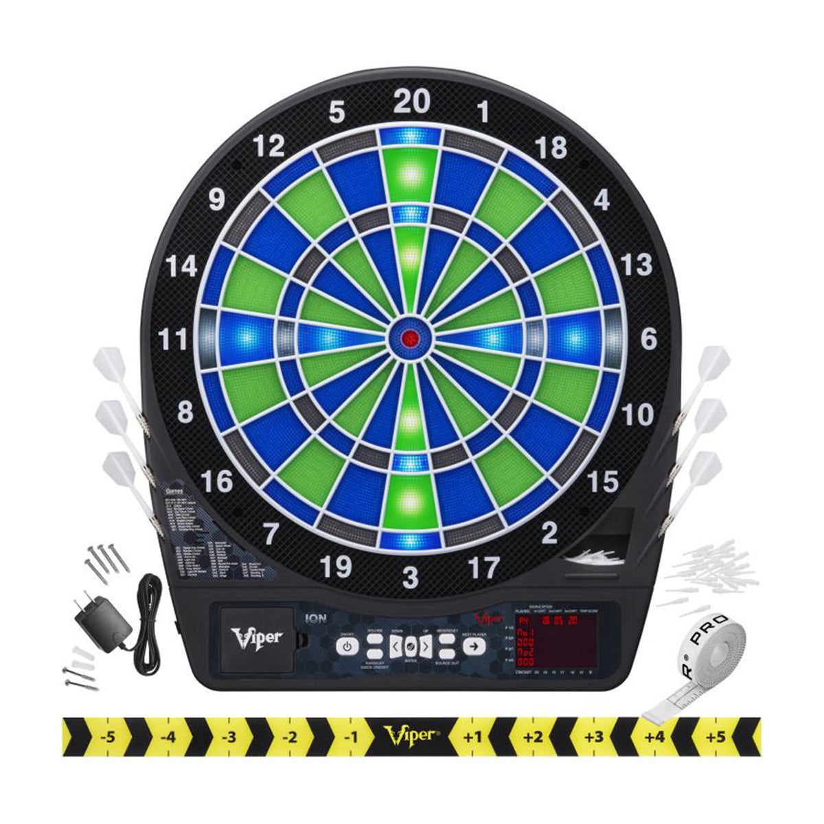 Viper 42-0003 Ion Electronic Dartboard w/ 48 Games, Up to 8 Players, Blue/Green