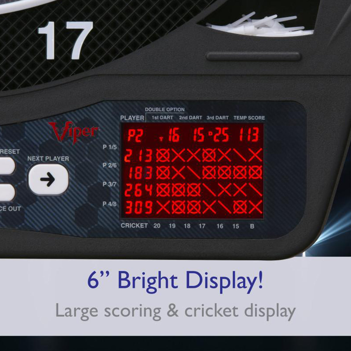Viper 42-0003 Ion Electronic Dartboard w/ 48 Games, Up to 8 Players, Blue/Green