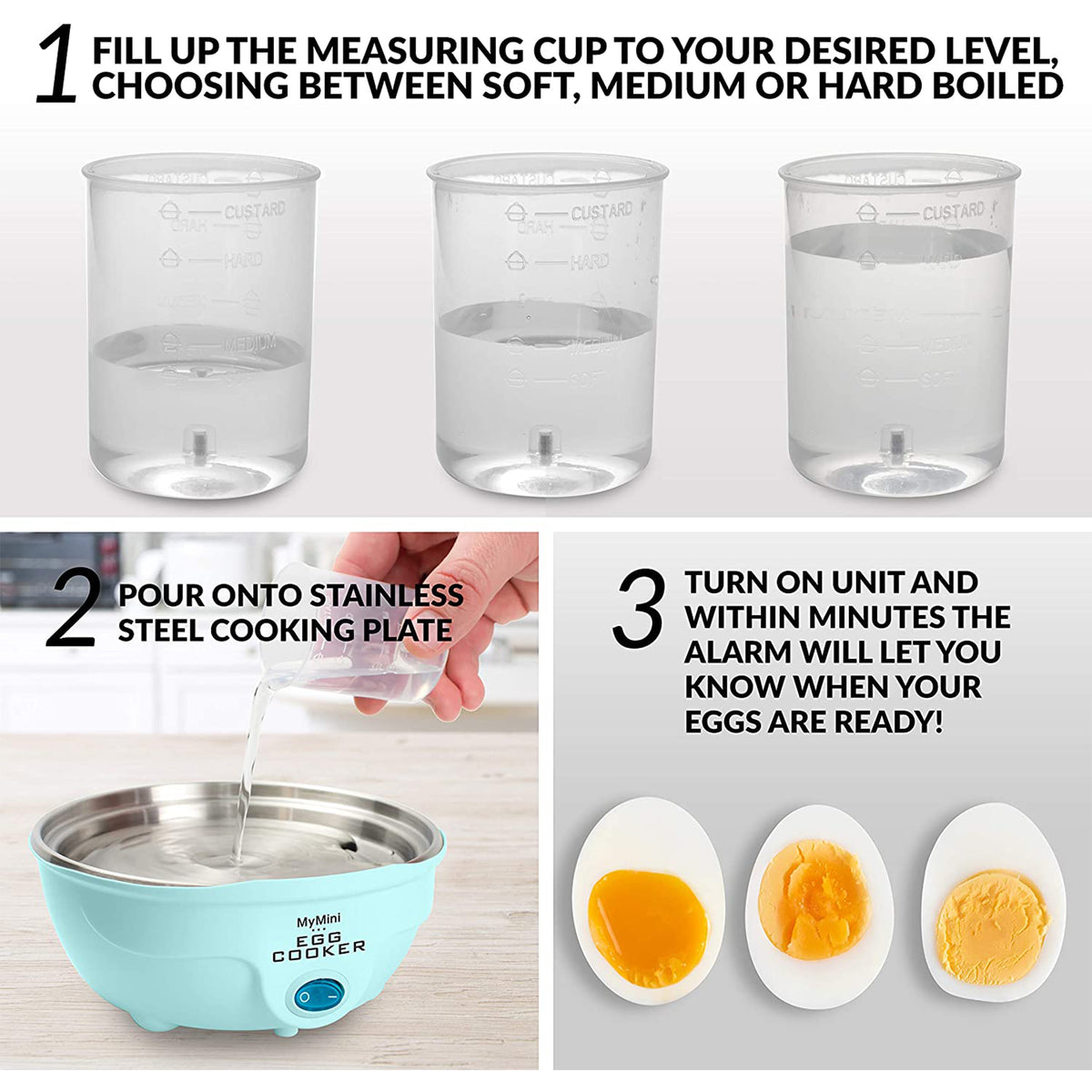 Nostalgia Retro Premium Mini 7 Capacity Electric Hard Boiled Egg Cooker, Aqua