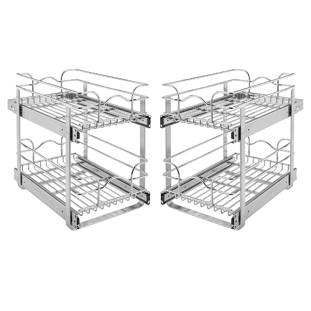 Rev-A-Shelf 5WB2-0918-CR 9"x18" Cabinet 2 Tier Pull Out Wire Baskets (2 Pack)