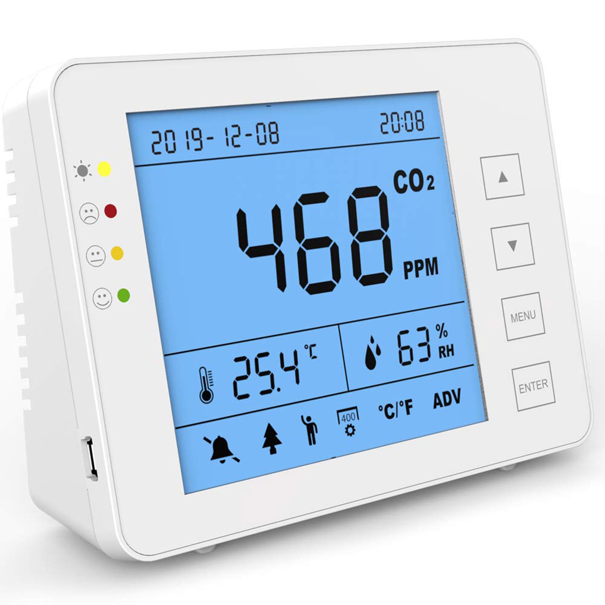 GZAIR 1T Portable Indoor Temperature & Relative Humidity Carbon Dioxide Detector - VMInnovations