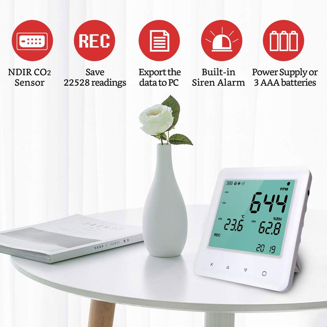 GZAIR 3 Portable Indoor Temperature & Relative Humidity Carbon Dioxide Detector - VMInnovations