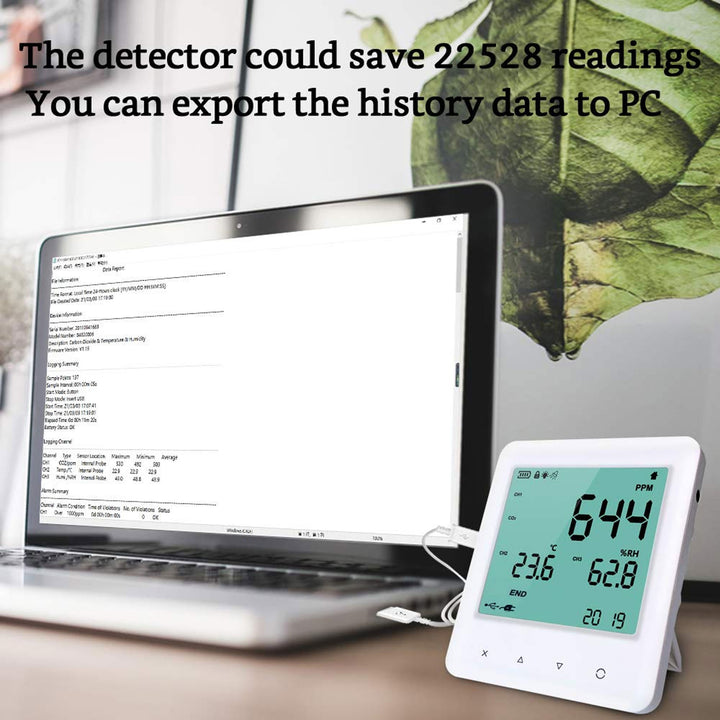 GZAIR 3 Portable Indoor Temperature & Relative Humidity Carbon Dioxide Detector - VMInnovations
