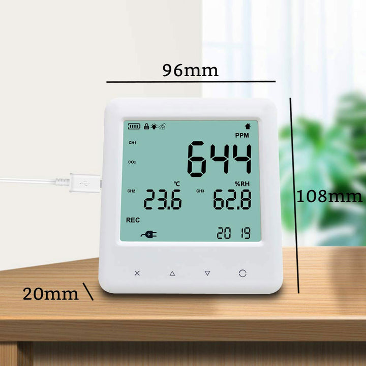 GZAIR 3 Portable Indoor Temperature & Relative Humidity Carbon Dioxide Detector - VMInnovations