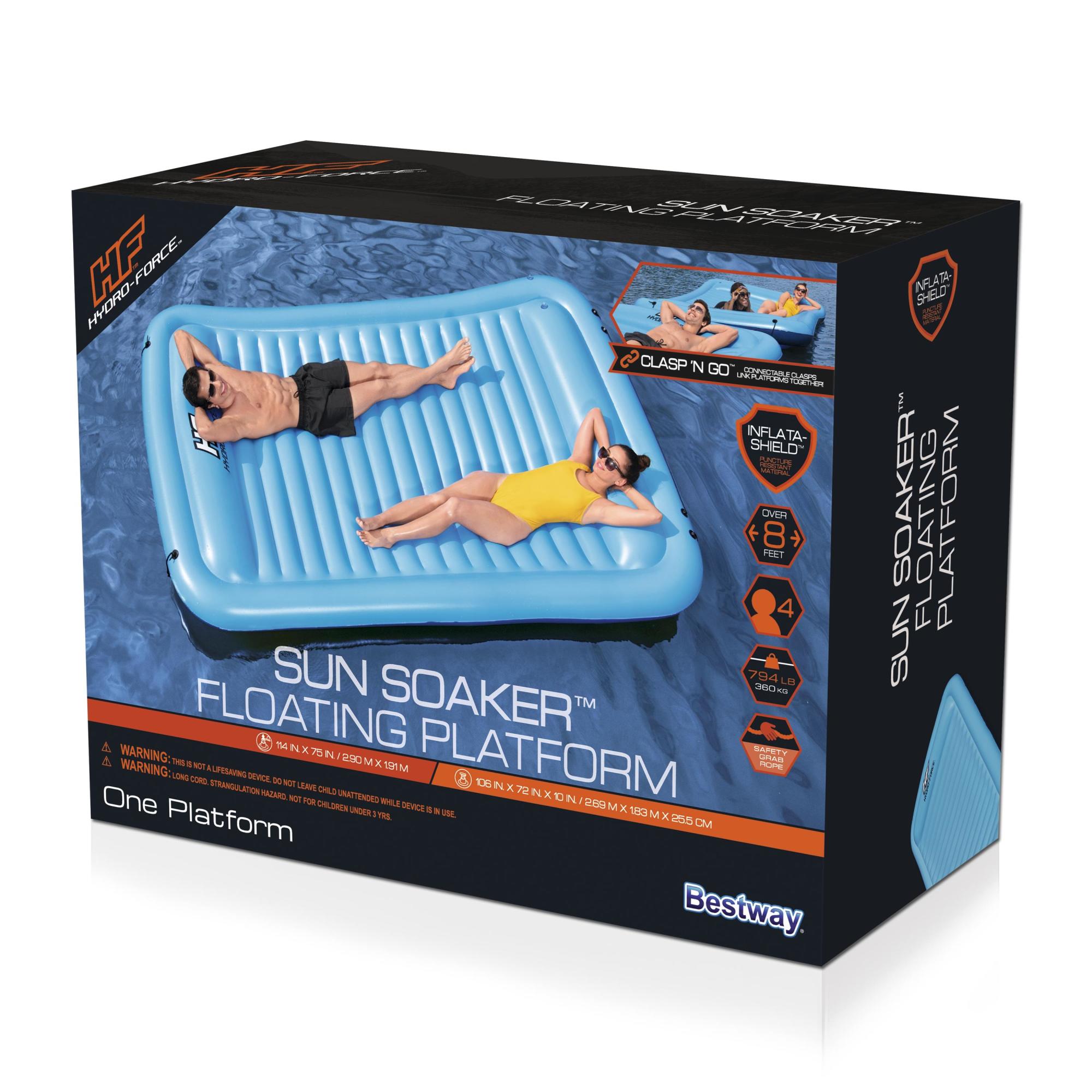 Bestway Hydro-Force Sun Soaker 4 Person Inflatable Platform Float, Blue (Used) - VMInnovations