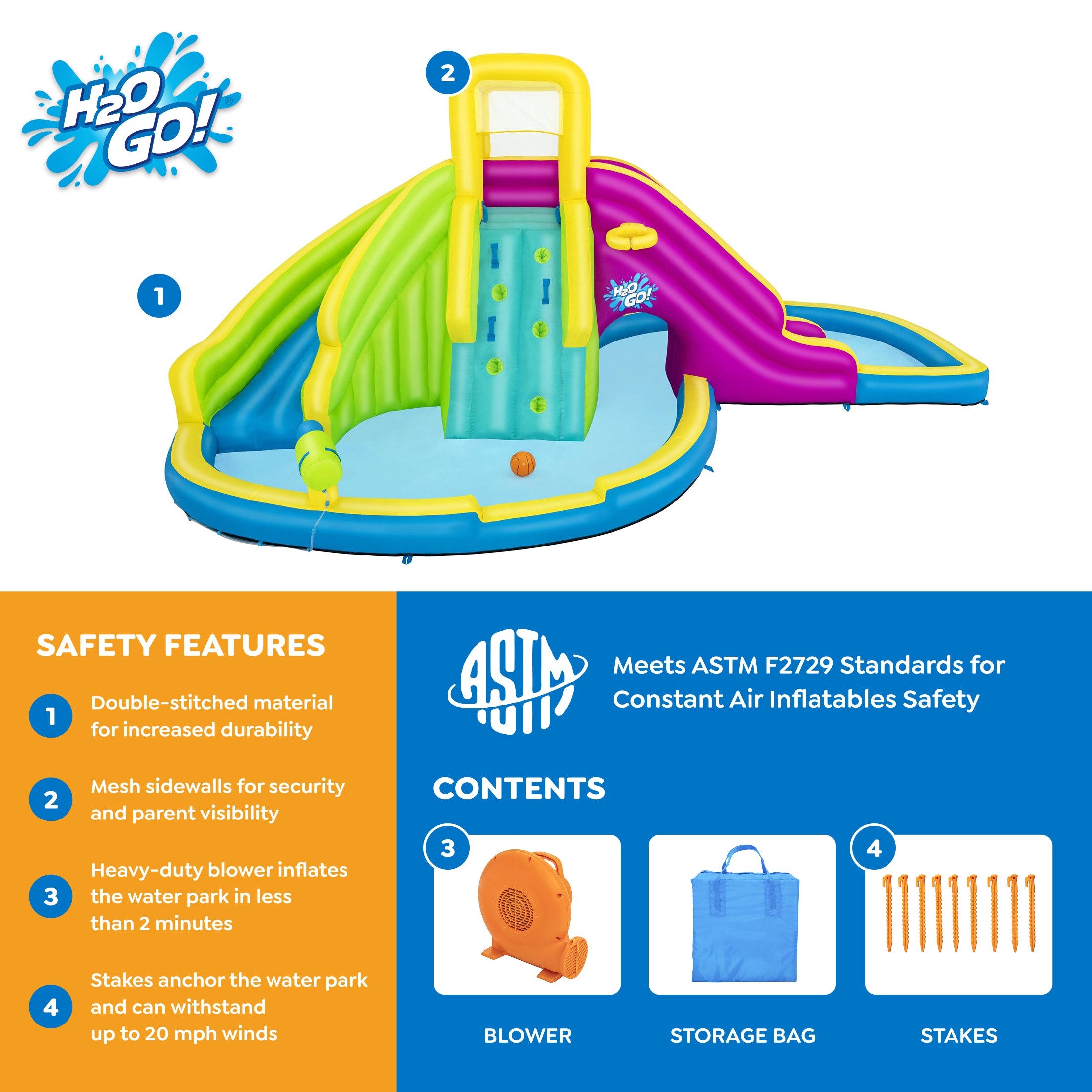 H2OGO Funfinity Inflatable Mega Water Park w/Blower Pump (Open Box)