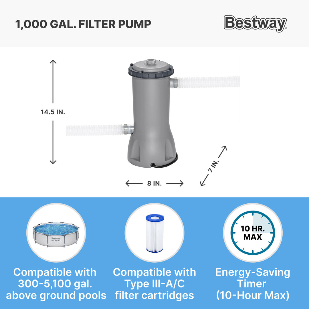 Bestway Steel Pro MAX 13'x48" Round Above Ground Swimming Pool with Pump & Cover - VMInnovations