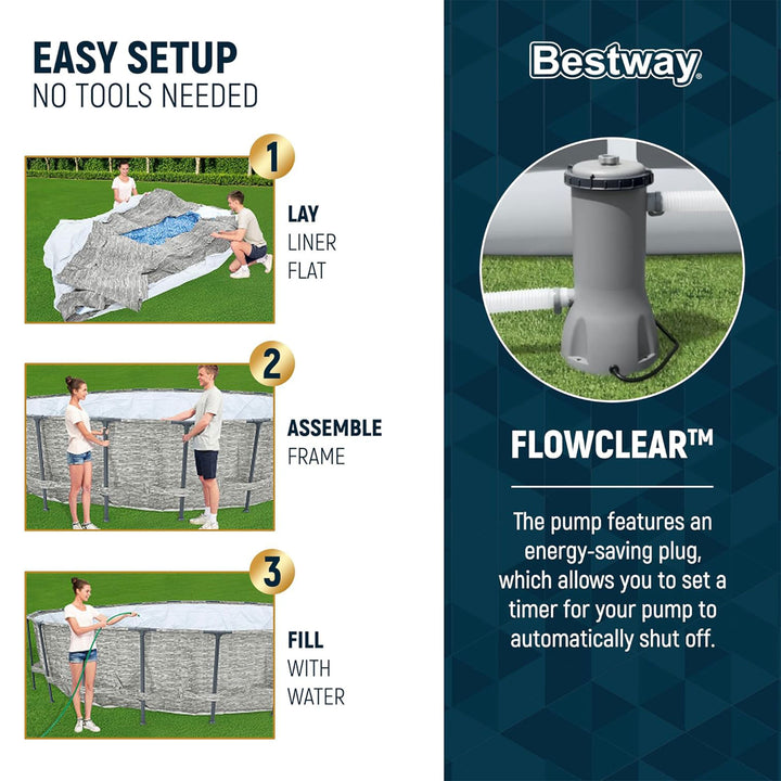 Bestway Steel Pro MAX 14'x48" Round Above Ground Swimming Pool with Pump & Cover - VMInnovations