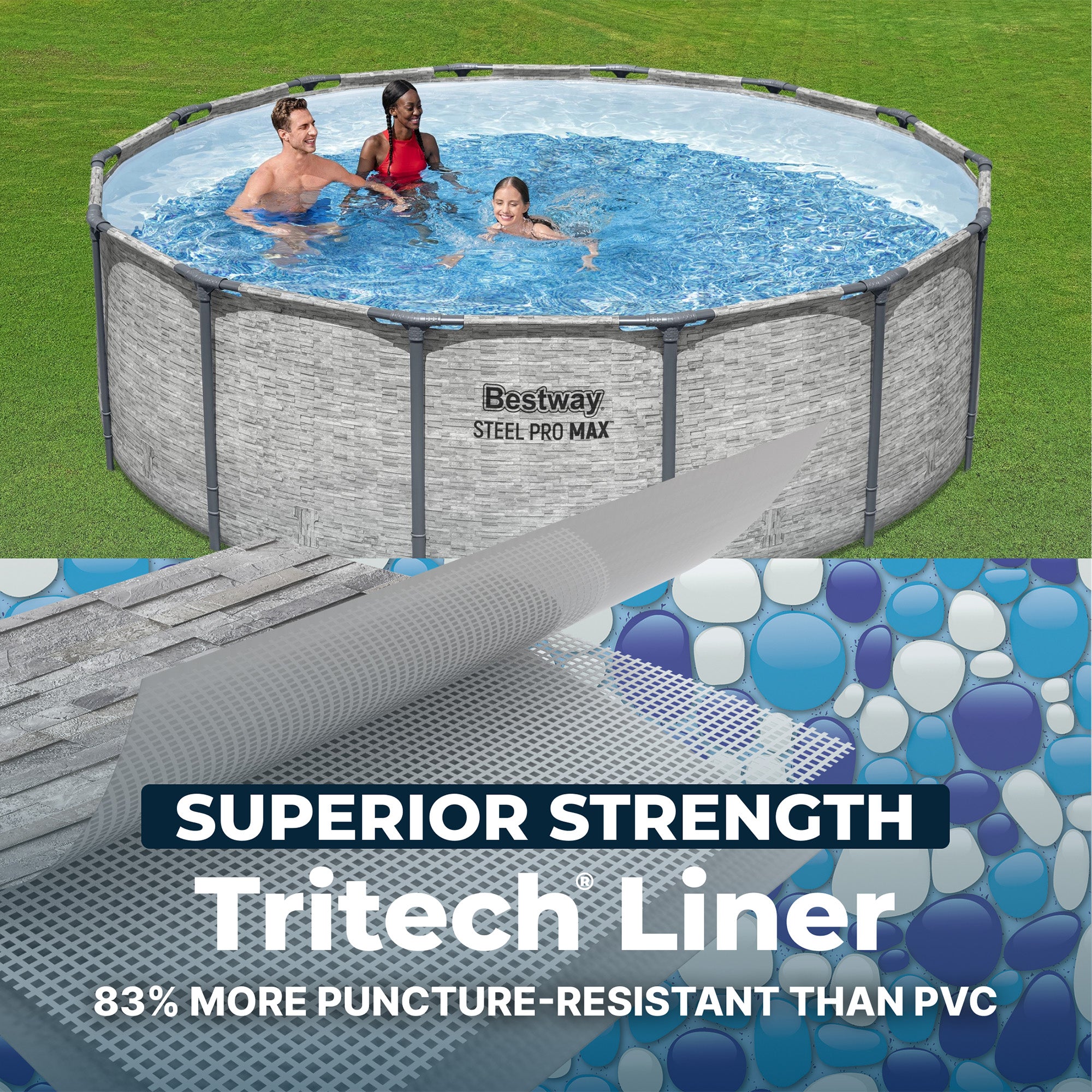 Bestway Steel Pro MAX 14 Foot Above Ground Pool Set w/ 3 Layer Liner (Open Box)