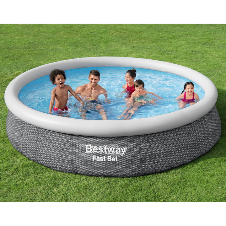 Bestway Fast Set 12'x30" Round Inflatable Outdoor Above Ground Swimming Pool Set - VMInnovations